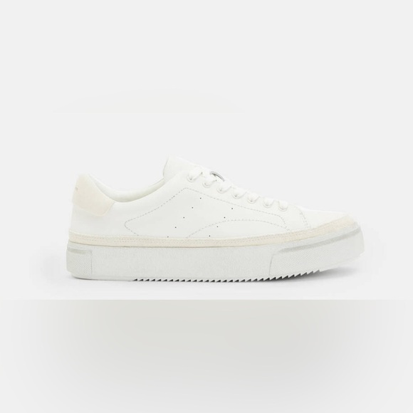 All Saints Trish Suede Platform Trainers in Chalk White Size 10 - Picture 6 of 10